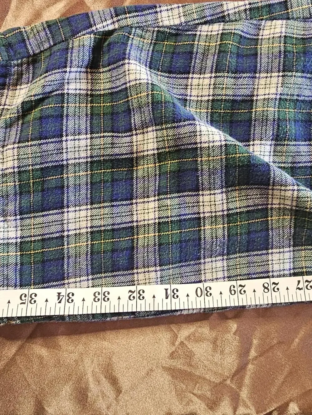 Blue Green Plaid Cotton Lounge Pants Size M